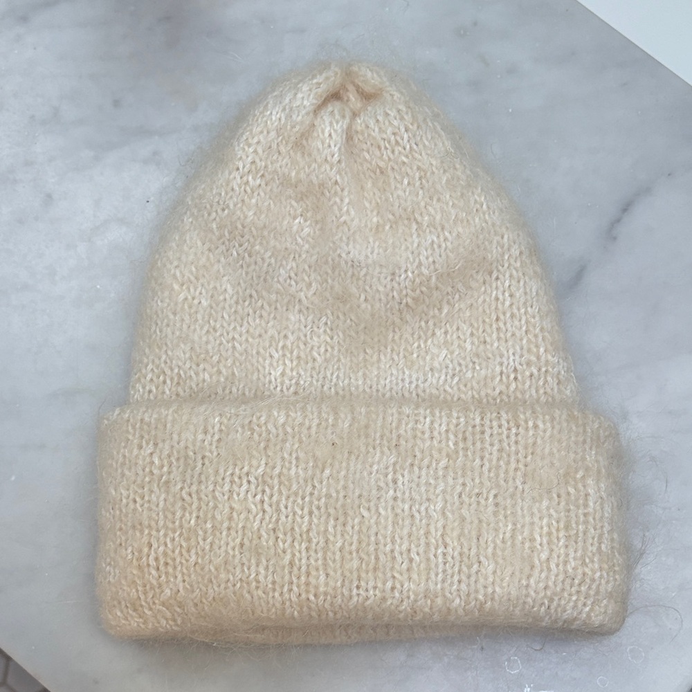 Cozy Cream mohair Knit Beanie